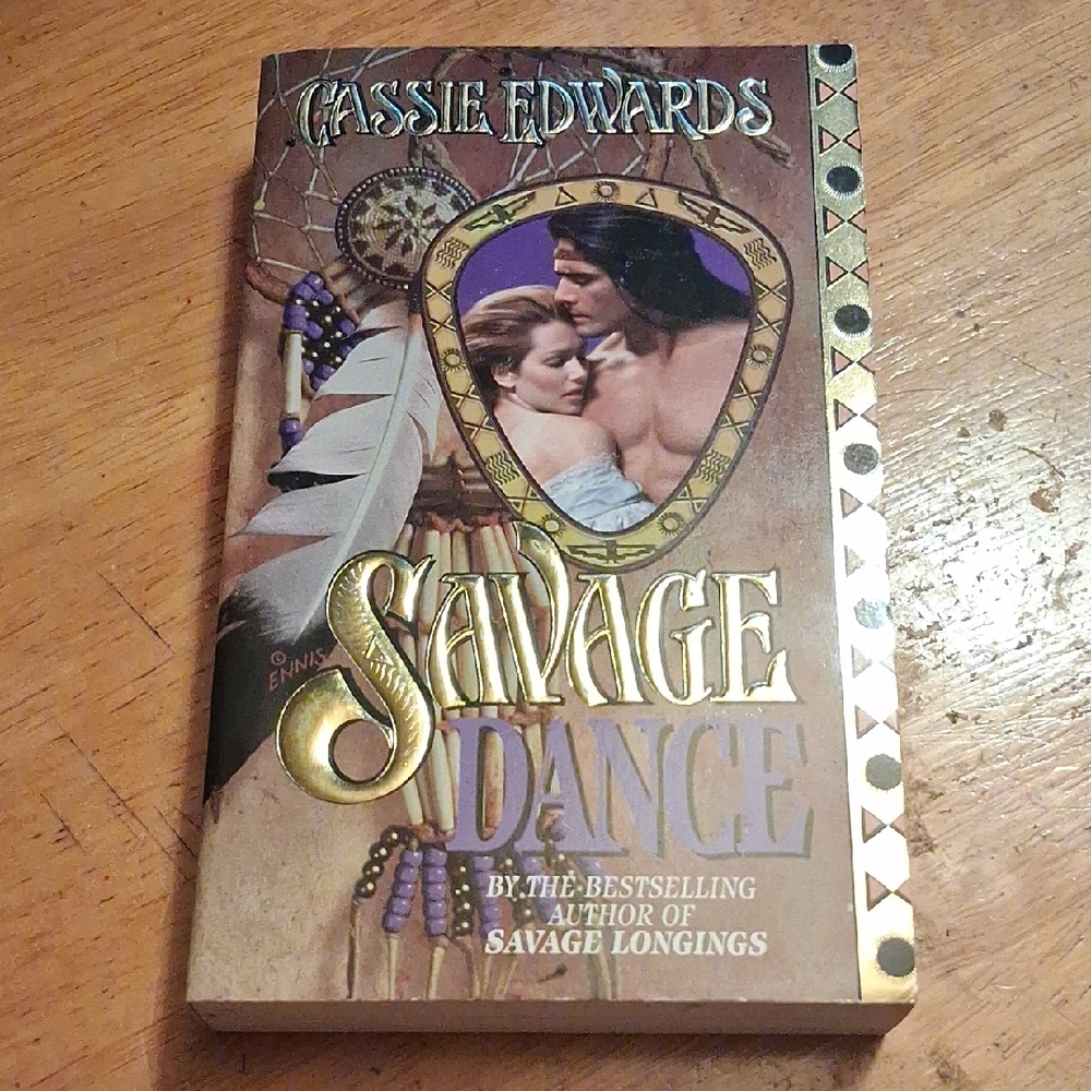 Savage Dance paperback romance novel by Cassie Edwards - Brown & Gold cover